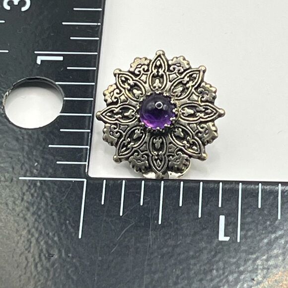 MFA, Museum of Fine Art Vintage-Inspired sterling with Amethyst clip on earrings - Picture 5 of 5